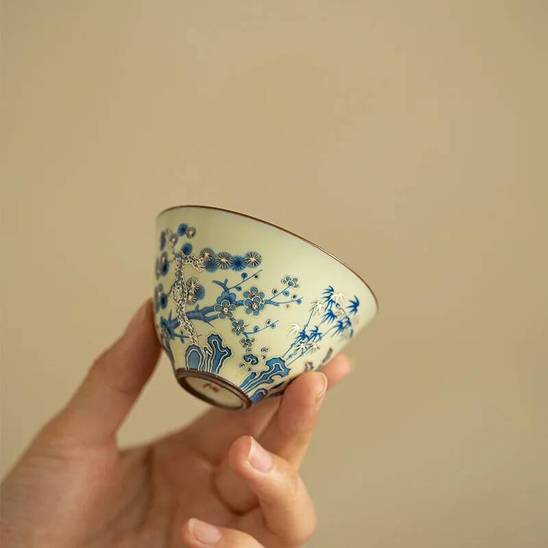 Celadon Ceramic Cup - Cangkir Teh Keramik Biru dan Putih,