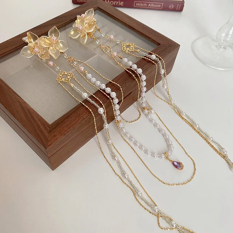Hanbok Hair Pin - Jepit Rambut Bunga Berlian Imitasi Gaya