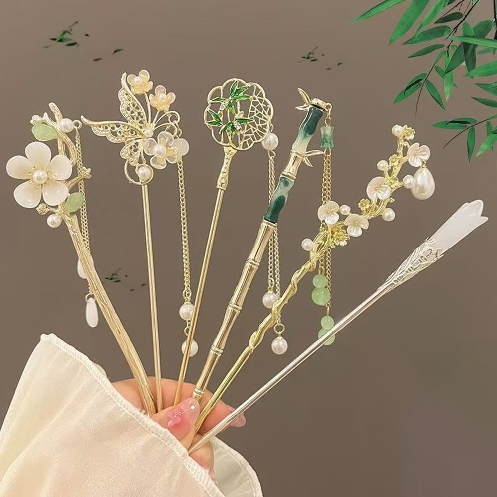 Hanbok Hair Pin - 1/6 Buah Stik Rambut Rumbai Gaya
