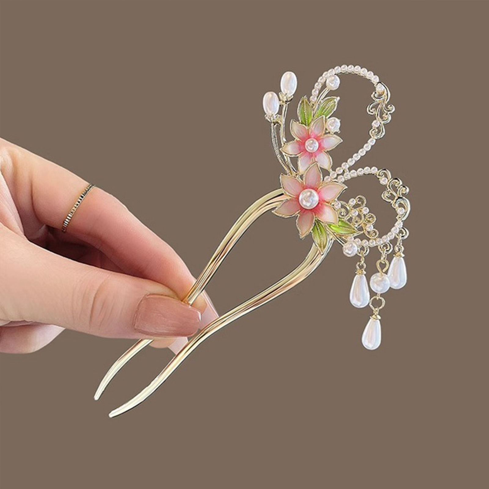 Jepit Rambut Bunga Merah Muda  - Hanbok Hair Pin ulasan dan harga